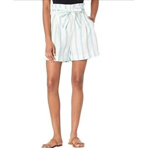 Indigo Rein Linen Blend Paper Bag Women's Shorts Blue / White Stripe Medium NWT